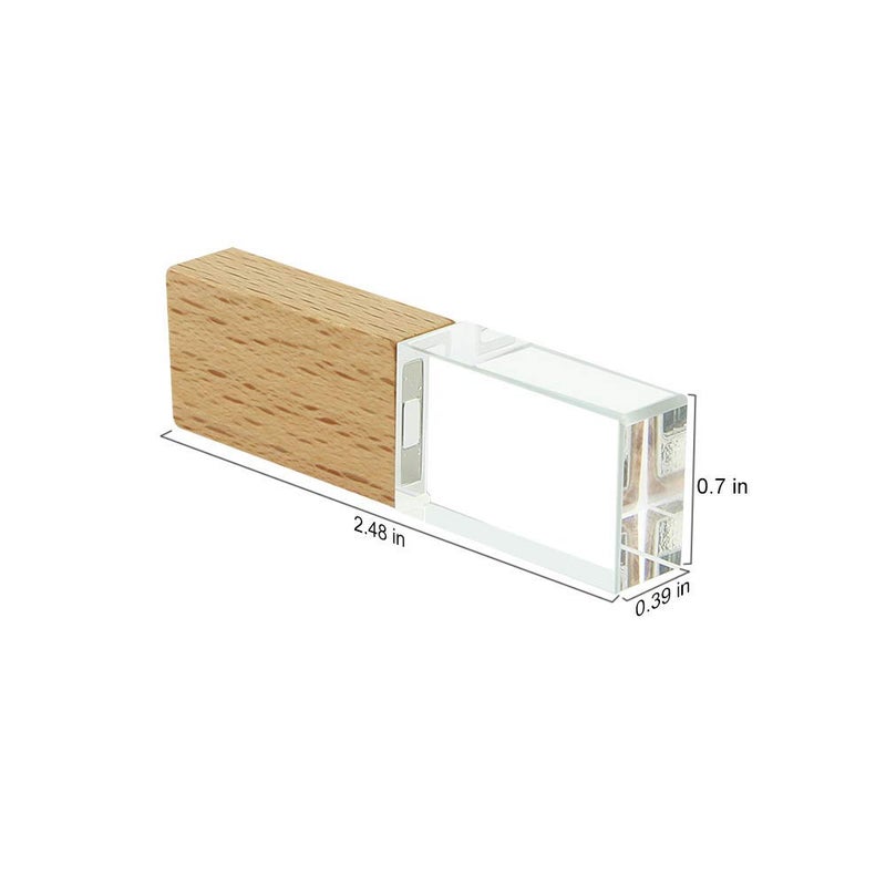 SXBan 16GB USB 2.0 Flash Drive,Crystal Wood Clear Glass LED Light Thumb Jump Pendrive Pen Drive Fast Speed Memory Stick Gift for Girl Boy Women Men Kids Wedding Unique Novelty Cool Fun Photography Gift - Image 5